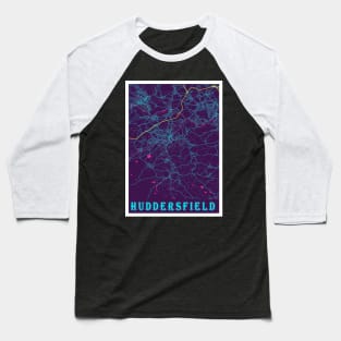 Huddersfield Neon City Map Baseball T-Shirt